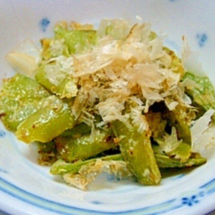 えんどう豆鞘のマヨおかかソテー レシピ 作り方 By Sundisk 楽天レシピ
